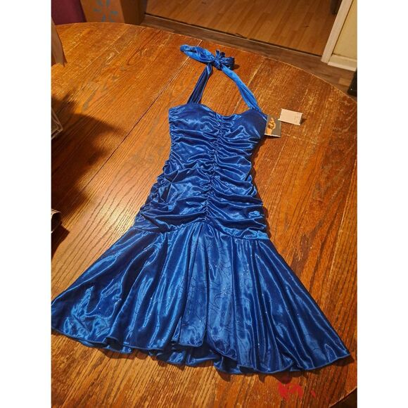 Ruby Rox Dresses & Skirts - New Small Ruby Rox Blue Metallic Sleeveless Halter Bodycon Party Cruise Dress